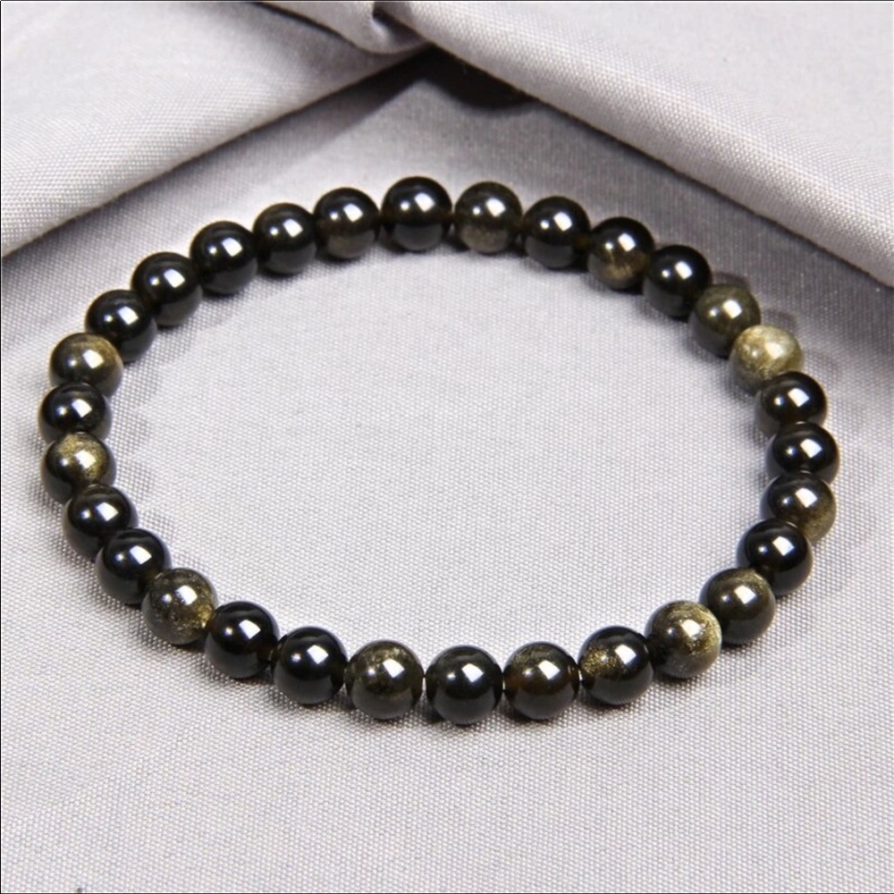 Natural reflective golden obsidian bracelets - Picture 7 of 7
